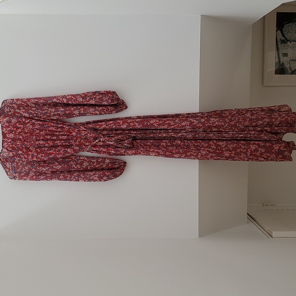 NICHOLAS Red Blossom Floral Top-Wrap Silk Maxi Dress - Picture 5 of 12